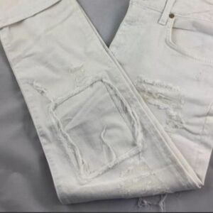 Women's Distressed White Jeans